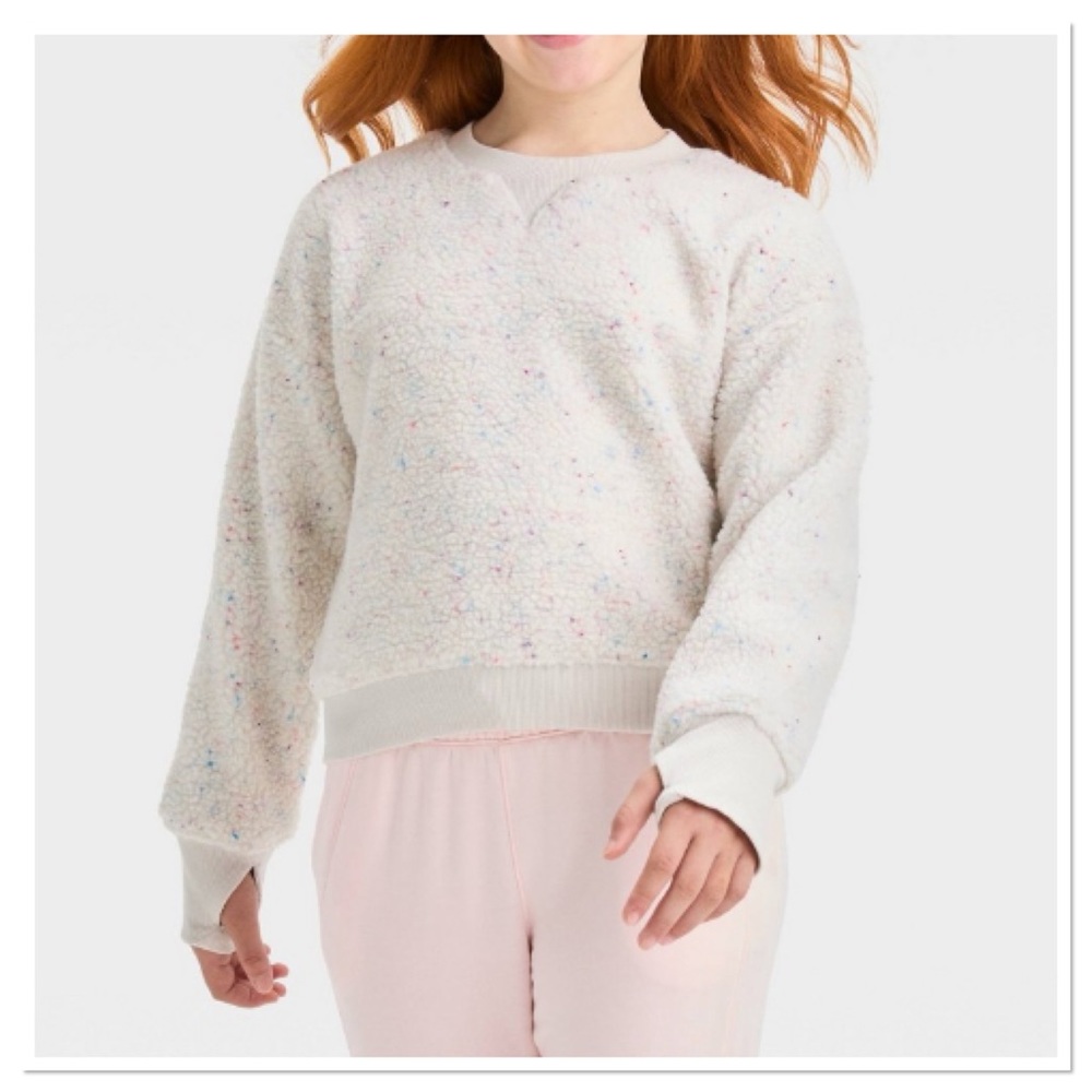 Girl’s Faux Fleecd Shearling Pullover Sweatshirt All In Motion